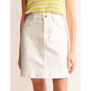 Boden White Denim Pencil Pockets & Button Closure Women's Skirt Size 4